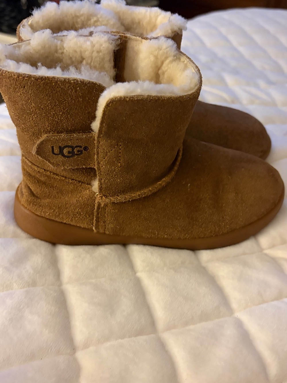 UGG Chestnut Suede Shearling-Lined Kids Boots